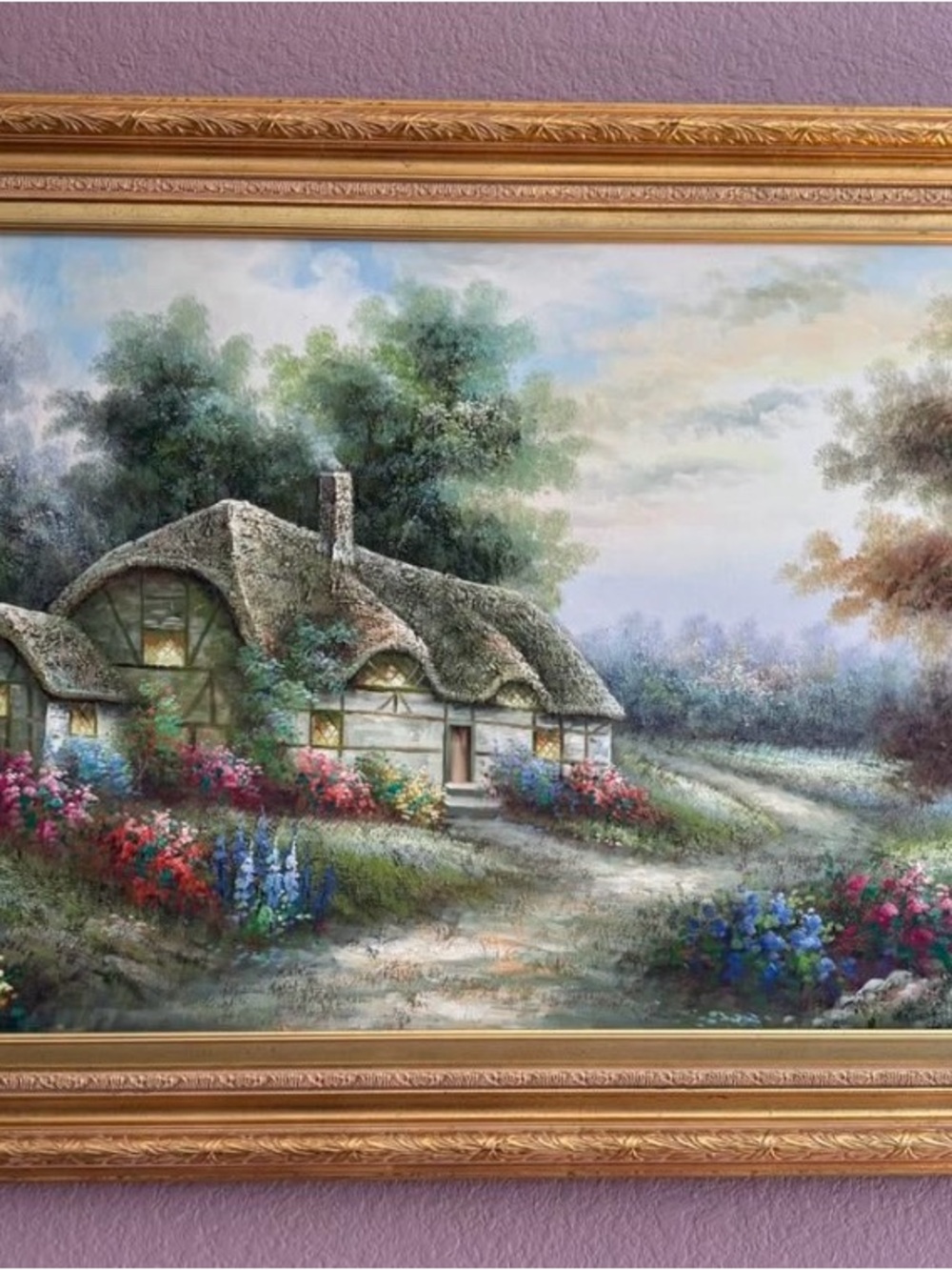 Vintage Cottage Landscape Wall Art - Multicolor
Signed by K Franz
